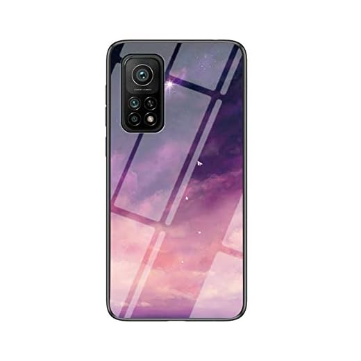 Flerfärgat fodral till Xiaomi Mi 10T 5G/Xiaomi Mi 10T Pro fodral toning klart härdat glas skyddsfodral kompatibelt med Xiaomi Mi 10T 5G/Xiaomi Mi 10T Pro (Fantasy Starry)
