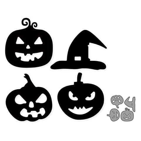 Halloween Cutting Dies Set Metal Cutting Stencils Template Pumpkin Cat Spider Home for Card Making Scrapbook Halloween Craft DIY Favours (E#) Cover