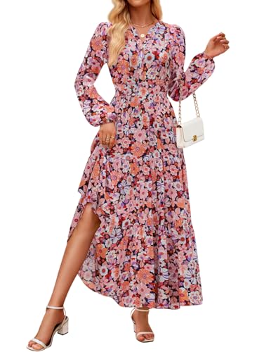ZESICA Spring Dresses for Women 2026 Long Sleeve Boho Floral