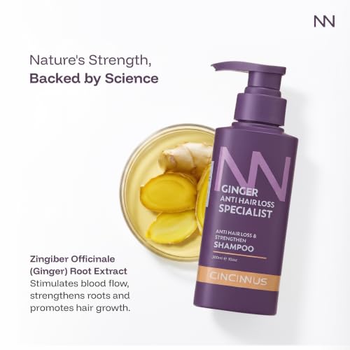 Image of Cincinnus Ginger Anti Hair Loss & Strengthening Shampoo with Camellia & Keratin | Reduces Hair Fall, Strengthens Roots | Daily Care for Weak, Thinning Hair | Growth Support 300ml