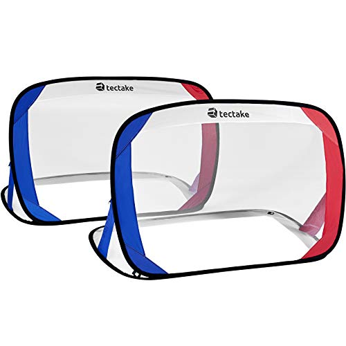 tectake 800784 Lot de 2 Buts de Football Pop-Up Mini Cage de Foot Pliable Résistante aux Intempéries Sac de Transport – Diverses Couleurs (France)