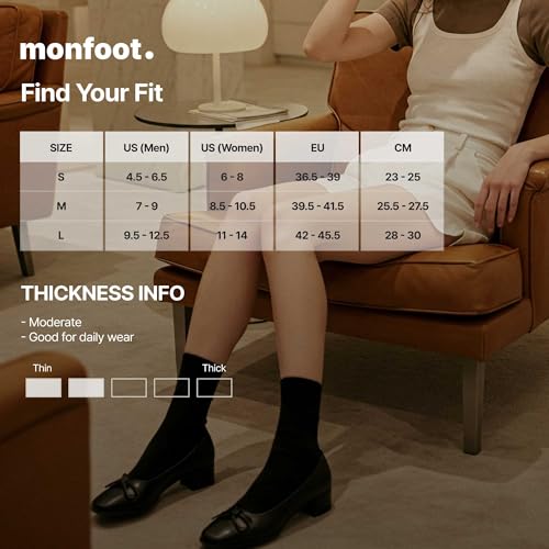 MONFOOT Men's/Women's 6 Pairs Cotton Daily Crew Socks, Multipack3