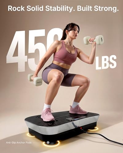 PAETA Vibration Plate Exercise Machine with 250W Motor, Whole Body Vibration Platform for Lymphatic Drainage, 450-lb Capacity Fitness Machine with Bluetooth Speaker and LED Display for Home Gym, Black — view 6