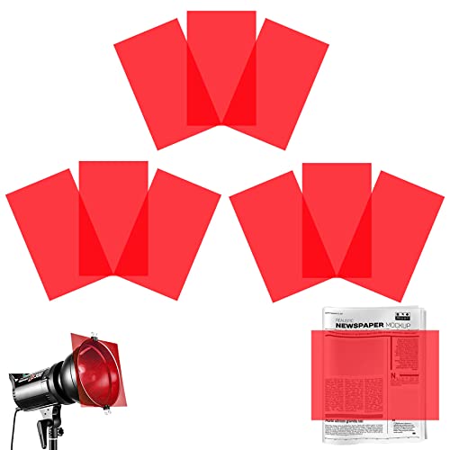 Lot de 9 filtres de couleur en gel, filtres de couleur carrés A4, filtres de correction de couleur, transparents de couleur, filtre de couleur en gel pour photo, studio flash LED (rouge)