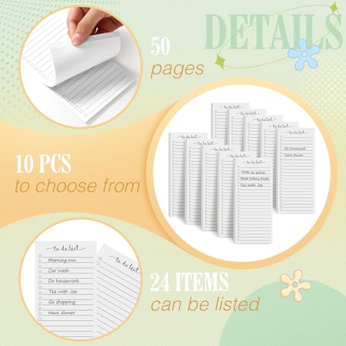 Image of Censen 10 Pack 500 Sheets to Do List Notes Daily Checklist Notepad with 50 Sheets Undated Memo Pad Color Block Shopping List Weekly Plan Notepad Organizer Planners(White,Lined) | Note Book 502 Sheets Colorful Memo Pad Office School Supplies Planner Shopping Weekly Plan Task Organizer Tear-off Design