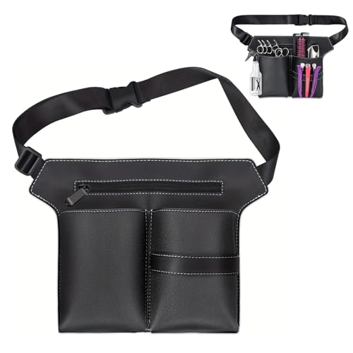 Friseurtasche Werkzeugtasche aus PU Leder, Salon Friseurtasche Gürtel Scherentasche für Friseure, Praktische Friseur Taschen zur Aufbewahrung von Scheren, Kämmen & Friseurwerkzeugen