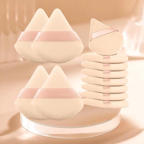 3Pcs Soft Triangle Powder Puff Set, Powder Puffs for Face, Makeup Sponges for Foundation, Suitable for Liquid and Cream Cosmetic Makeup Tools（Nude）