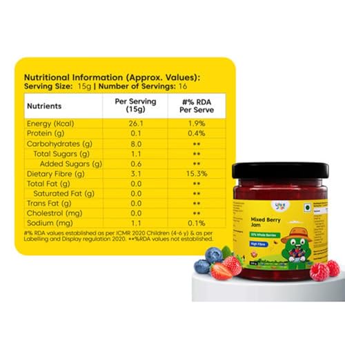 Image of Little Joys Mixed Berry Jam 250g | Natural Jam for Kids & Adults | High Fiber |No Refined Sugar, Preservatives or Artificial Flavors | Made with Real Juicy Berries | Healthy, Gut-Friendly Spread