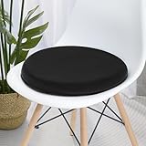 Tromlycs Round Chair Seat Cushions Anti-Slip Circle Memory Foam Pads for Chairs Velvet 16 inch Black