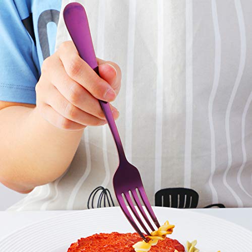 Ménagère 20 pièces bleue et violette pour 4 couverts modernes