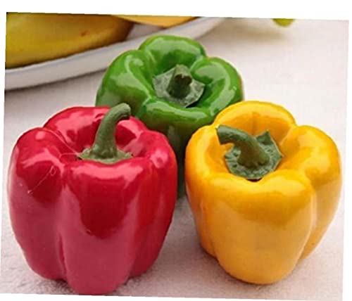 Haowul 3pcs Artificial Bell Peppers for Decoration Lifelike Simulation Hot Chili Super Realistic Fake Vegetables Red Yellow Green Pepper for Home Kitchen Restaurant Decor Photo Props