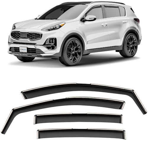 CLIM ART en Canal Deflectores de Aire para/Compatible con Kia Sportage 2016-2022 - Deflectors Ventanilla - Accesorios Coche - Derivabrisas - Deflectores de Viento - Cortavientos Ventana Coche -4ud N