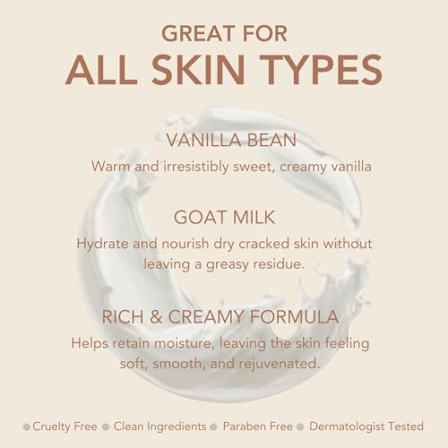 Dionis Goat Milk Vanilla Bean Hand & Body Cream and Body Lotion Bundle (Pack of 2)