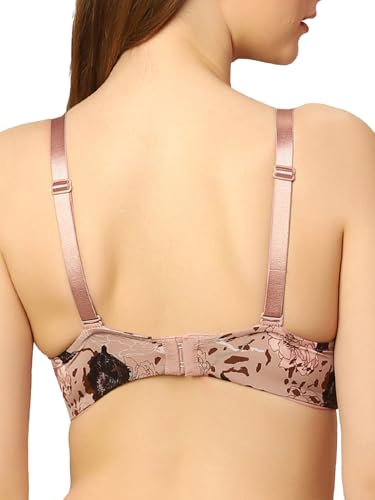 Image of Triumph Midnight Garden Bra for Women Padded Non Wired Seamless Bra Floral Printed T-Shirt Bra Wireless Full Coverage Lingerie Detachable Silky Straps with Elegant Lace Trim Pack of 1