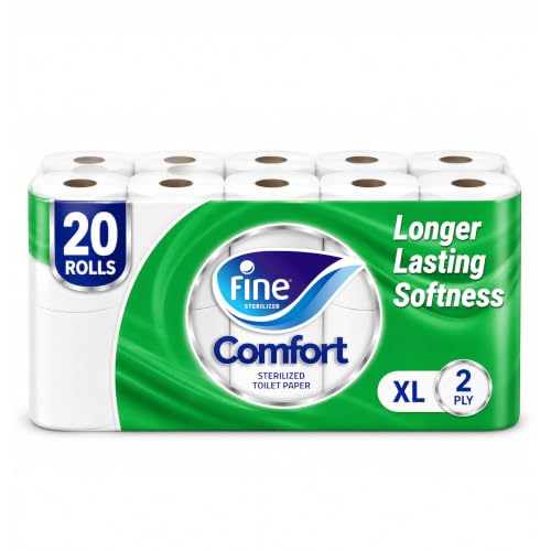 Fine Comfort XL Toilet Tissues Paper 20 Rolls x 250 sheets x 2 Ply