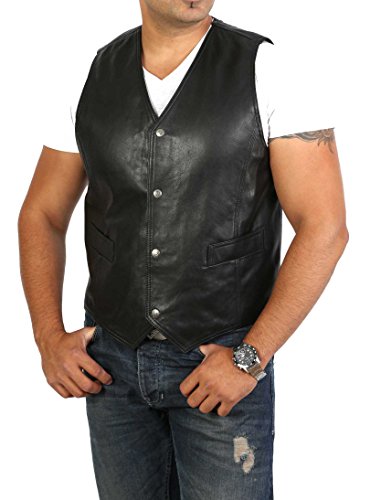 Gilet en cuir noir homme Bruno pour un style urbain au quotidien
