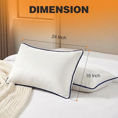 Image of CareFoam Cloud-Soft Microfiber Bed Pillows for Sleeping - 16x24 Inch Premium Standard Size Pillow Set with Breathable Organic Cotton Cover, Medium Firm Plush Support for Side, Back & Stomach Sleepers