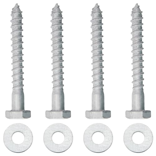 Image of Hicarer 4 Pcs 3 /8 inch x 3 inch Lag Screws Kit Hex Head Lag Bolts with Washers for Wood Hot Dip Galvanized Heavy Duty Screws Kit