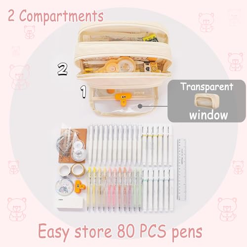 Image of Pencil Case Large Capacity Pencil Pouch, Aesthetic Pencil Case Pouch, Cute Pencil Case for Kids Students, Kawaii Pencil Bag, Preppy Pencil Case for School, Stationery Storage Bag