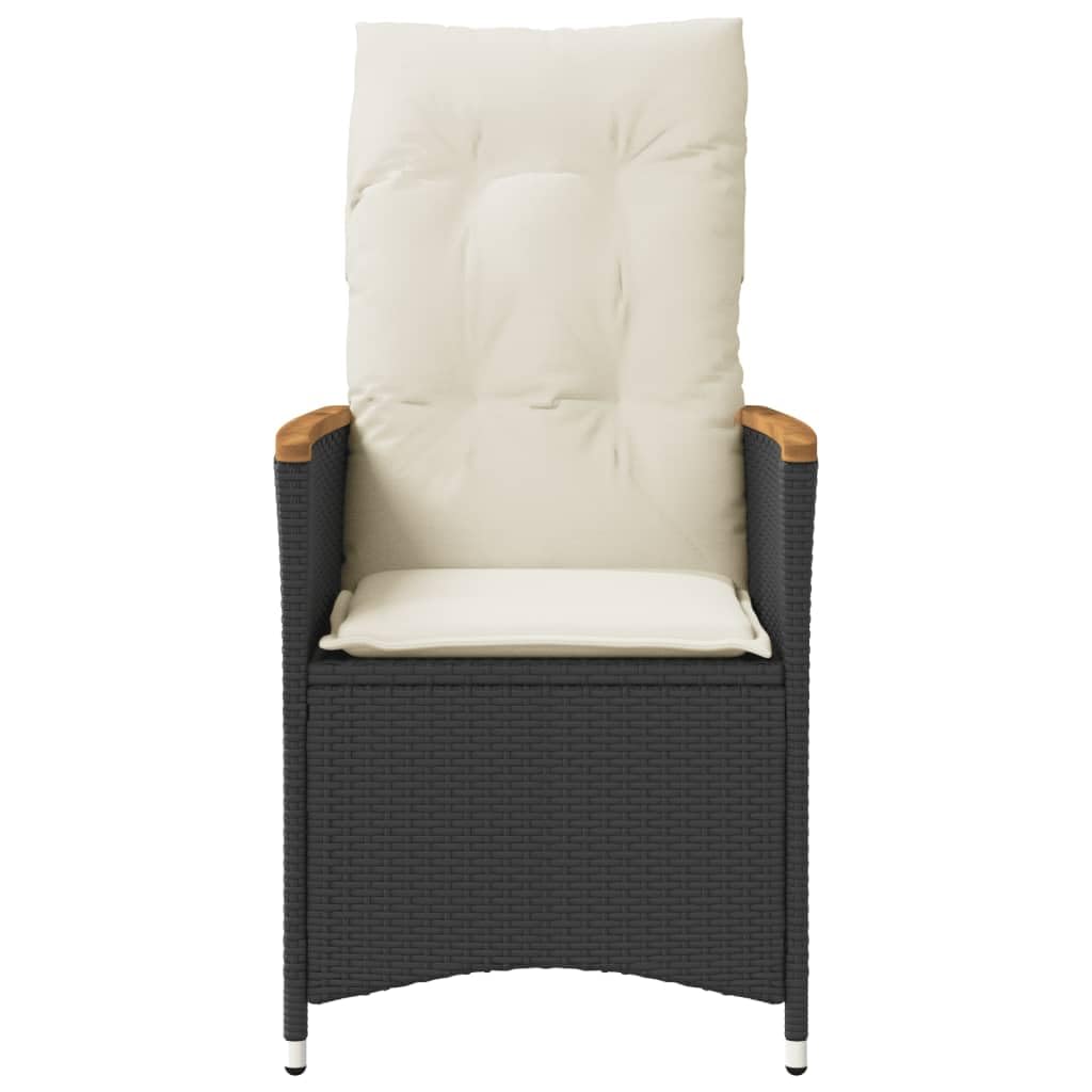 Poltrone reclinabili da giardino con cuscini 2 pezzi in rattan sintetico nero schienale regolabile e struttura robusta per esterni mobili da terrazza confortevoli