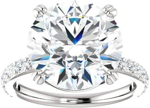 8CT-12CT Round Moissanite Engagement Ring Wedding Eternity Band Vintage Solitaire Halo Setting Silver Jewelry Anniversary Promise Vintage Ring