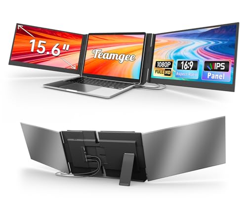 Teamgee 15,6'' Moniteur Portable Ultra-Mince, FHD Ecran Extensible pour Ordinateur Portable, Triple Ecran Plug & Play, Idéal pour Voyage, Travail et Jeu, Compatible Mac...