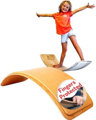 Wooden Wobble Balance Board Kids - 37 inch Finger Safe Wobble Board for Kids, Wooden Balance Board Toddler Balance Board for Kids, Kids Balance Board, Toddler Balance Toys, Montessori Rocker (Large)