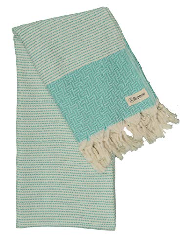 Bersuse 100% Cotton Hierapolis Turkish Towel - 37X70 Inches, Mint Green #TOP2