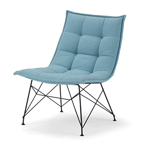 Simpli Home Elsie 24 inch Wide Contemporary Accent Chair in Aqua Woven Fabric Simpli Home Elsie 24 inch Wide Contemporary Accent Chair in Aqua Woven Fabric