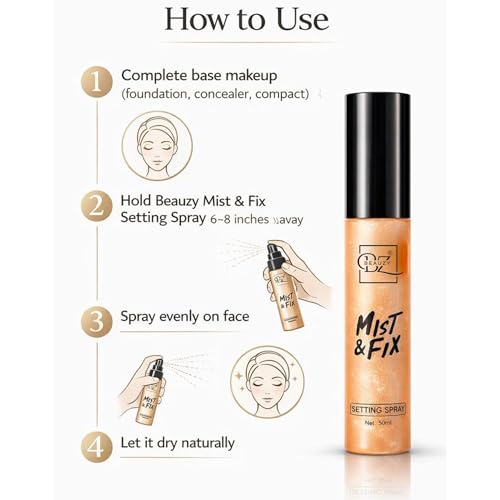 Image of Beauzy Mist & Fix Setting Spray Combo (3 x 50ml) | Long Lasting Makeup Fixer with Gold, Pink & Silver Glow | Hydrating, Lightweight Face Makeup Setting Spray for All Skin Types