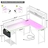 Amazon.com: Aheaplus Small L Shaped Desk with Charging Port & LED Strip ...