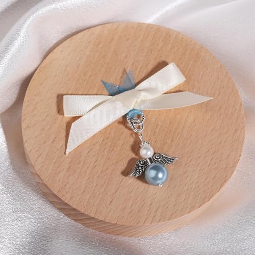 Image of Something Blue Gift for Bride, Something Blue Bridal Bouquet Charm Guardian Angel Garter Charm for Bride on Wedding Day Bridal Shower Gifts for Daughter Wedding Bridal Party Decors