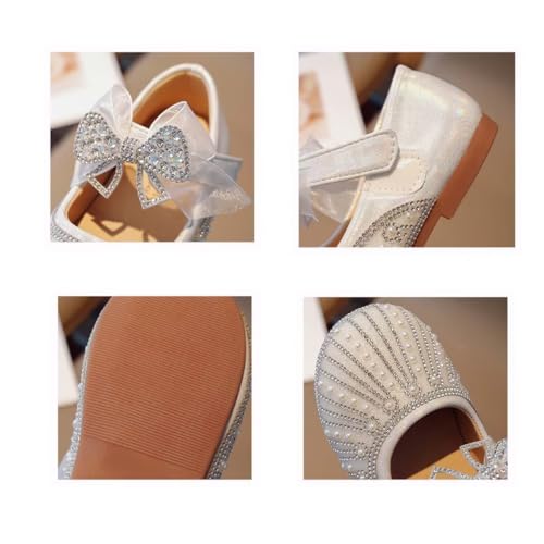 Sparkly Princess Ballet Flats with Pearls | Toddler Girl's Wedding & Party Shoes | Glitter Ankle Strap Slippers for Flower Girls2