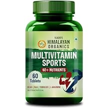 HIMALAYAN ORGANICS Organics Multivitamin Sports مع 60 + المغذيات | فيتامين B1 ، B2 ، B3 ، B5 ، B6 ، B12 ، A ، E ، C ، D ، K ، Biotin ، Calcium ، Zinc | جيد للدماغ والعين والعضلات & رعاية مشتركة - 60 قرص نباتي