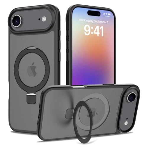 Image of Magnetic for iPhone 17 Air Case, 6.5 inch, Compatible with MagSafe, Rugged Kickstand, Not-Yellowing Military-Grade Protection, Matte Black