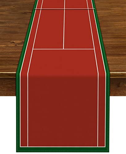 Camino de mesa de tenis de lino, decoración de fiesta de tenis, suministros de fiesta de cumpleaños, decoración para el hogar, comedor, cocina, mesa Cover