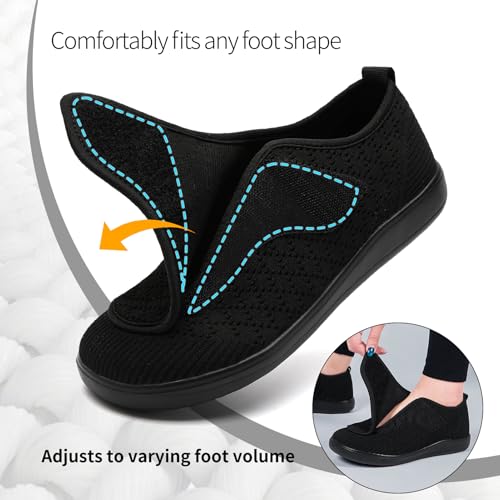 Diabetic Shoes for Women Slip on Orthopedic Wide Toe Box Sneakers Adjustable Walking Shoes Zapatos para Diabéticos Mujer Extra Wide Width Arthritis Edema Feet Zero Drop Sole3