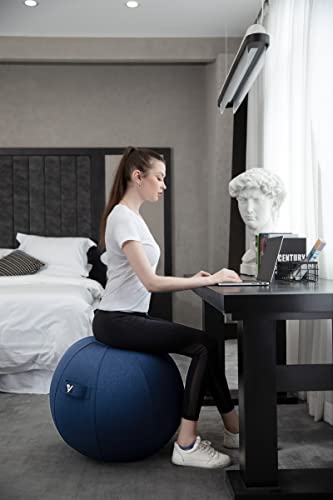 YOGIVO Sitting Ball Chair, Yoga Ball Chair Exercise Ball Chair for Home Office Desk, Stability Ball for Fitness & Pilates, Ergonomic Balance Ball Seat with Cover and Pump