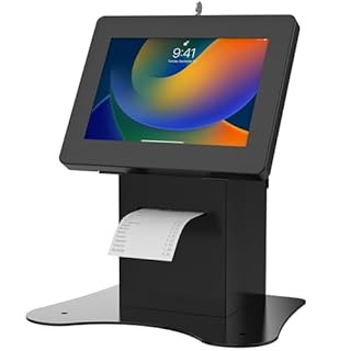 Anti-Theft Kiosk Stand – CTA Secure Enclosure Desk Mount with Printer Shelf Compartment for Retail Pos, Ordering Screens for iPad 11th Gen (A16) - iPad Air 11" - Pro 11" & More - Black (PAD-PARAFPDM)