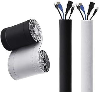Kootek 236'' (2 X 118'') Cable Management Sleeves, Neoprene Cable Organizer Wrap Flexible
