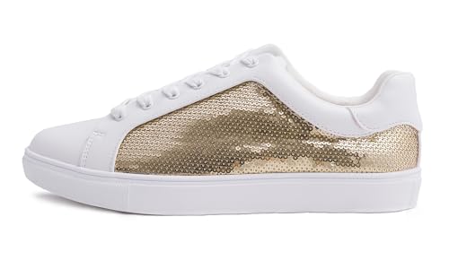 Image of FEVERSOLE Women's Fashion Sparkle Sequin Embellished Sneaker Party Holiday Casual Shoes