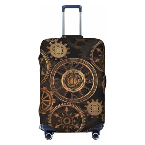 Gears Clock Bronze Century Print Luggage Suitcase Covers Elastic Washable Luggage Protector Luggage Covers For Suitcase