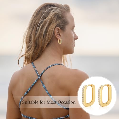 BMMYE Small Square Huggie Hoop Earrings Gold & Silver Dainty Square and Rectangle Earring Sets for Multiple Piercing Minimalist Huggie Earrings Hypoallergenic Cartilage Earrings for Women Gift3