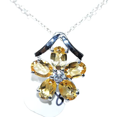 Colgante de topacio amarillo y plata 925 de 7x5 mm para mujer