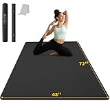 CAMBIVO Large Yoga Mat (6'x 4'), Extra Wide Workout Mat for Men and Women, 1/3 &1/4 Thick Exercise Fitness TPE Mat for Home Gym, Yoga, Pilates, Workout (Black),6mm