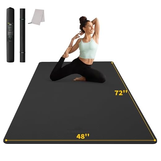 CAMBIVO Large Yoga Mat (6'x 4'), Extra Wide Workout Mat for Men and Women, 1/3 &1/4 Thick Exercise Fitness TPE Mat for Home Gym, Yoga, Pilates, Workout (Black),6mm
