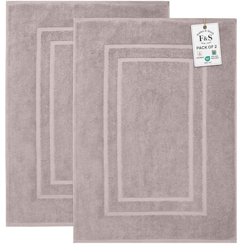 Feather & Stitch 2-Piece Cotton Bath Mats, Taupe