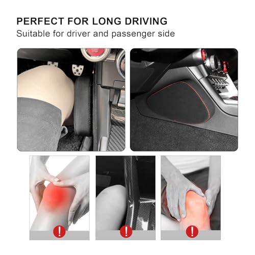 KUNGKIC for Toyota GR86 Subaru BRZ 2022 2023 2024 2025 Soft Knee Cushion Car Knee Leg Pillow Pad for Driver Seat & Passenger Seat Automotive Interior Accessories 9002 Color Italian Top Suede Red Line by KUNGKIC - Image 3