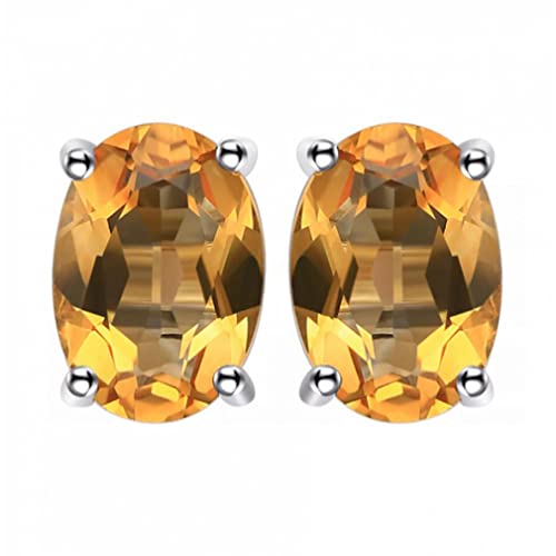 Boucles d'oreilles citrine naturelle jaune et argent 925 pour éviter les allergies