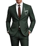 TIJOFA Mens 2 Piece Suit Men Classic Fit Wedding Prom Suits Set Dark Green Wedding Suits Man One Button Blazer Men Formal Homecoming Suit for Wedding L